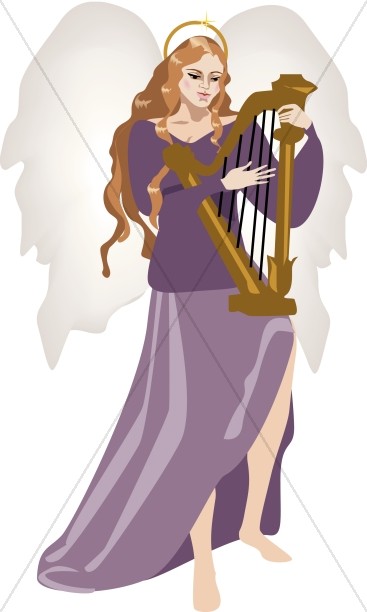 With . Harp clipart angel harp