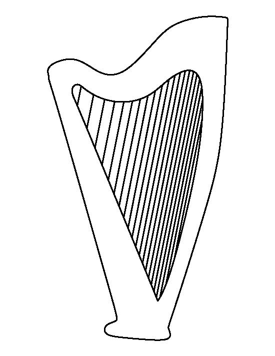 harp clipart black and white