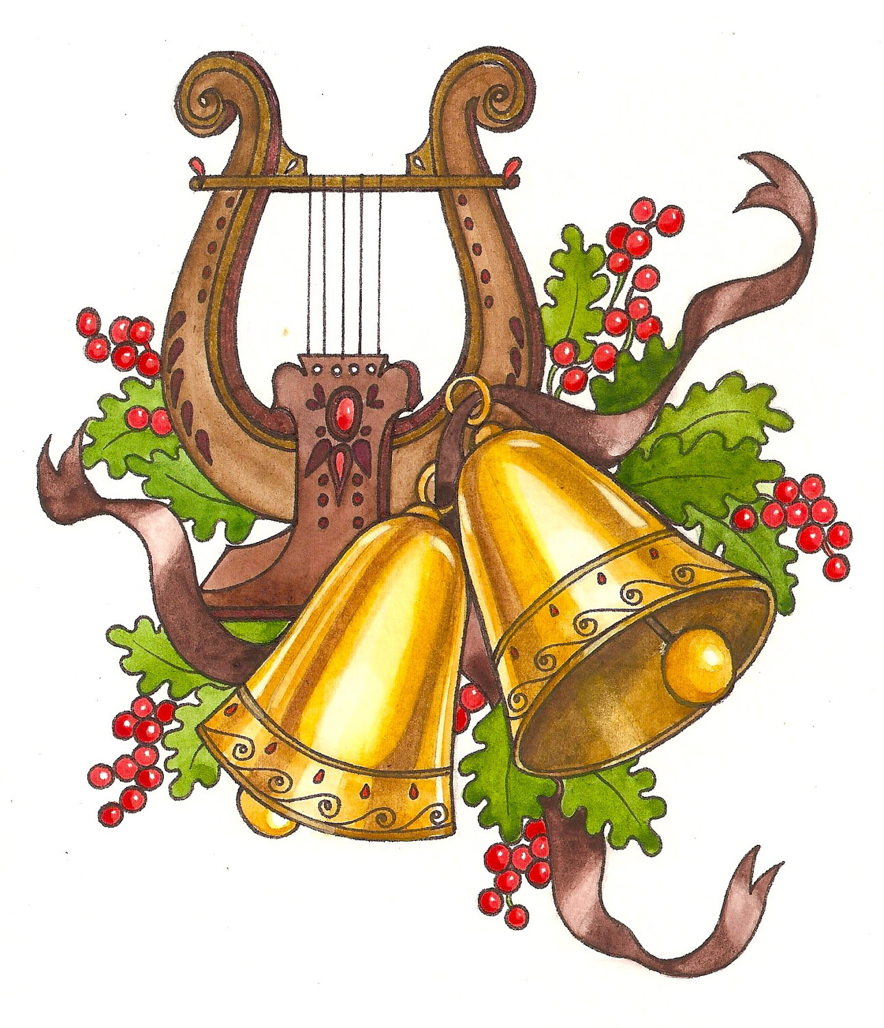 harp clipart christmas