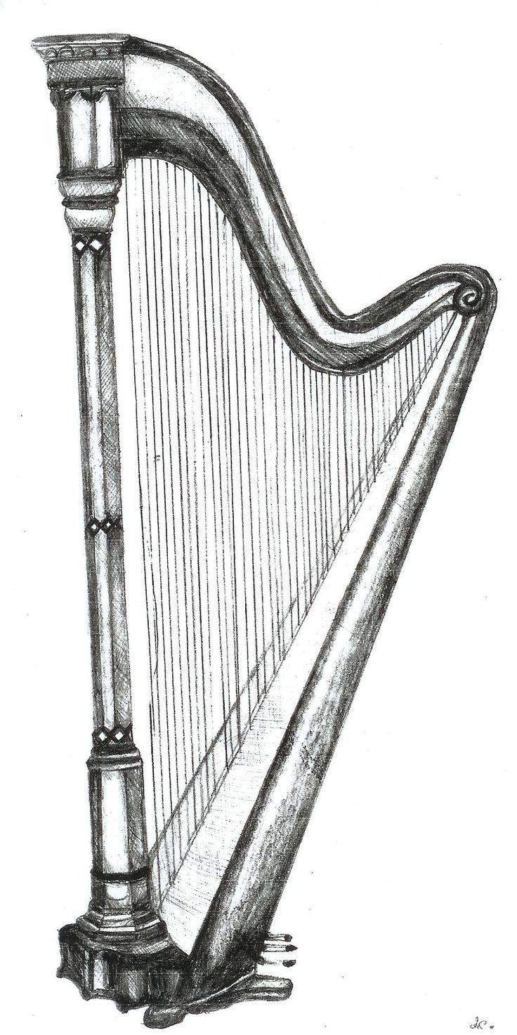 harp clipart sketch