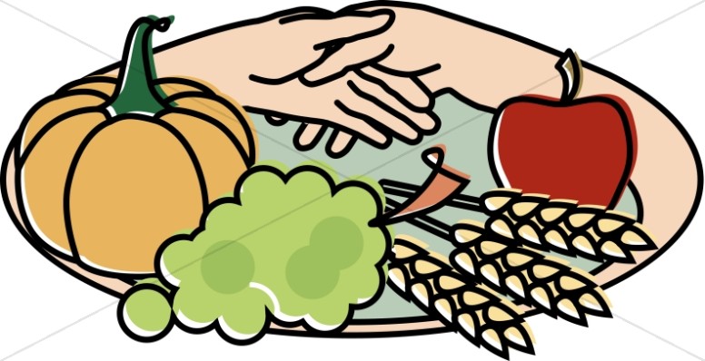 Harvest clipart harvest food. Plate with hands thanksgiving