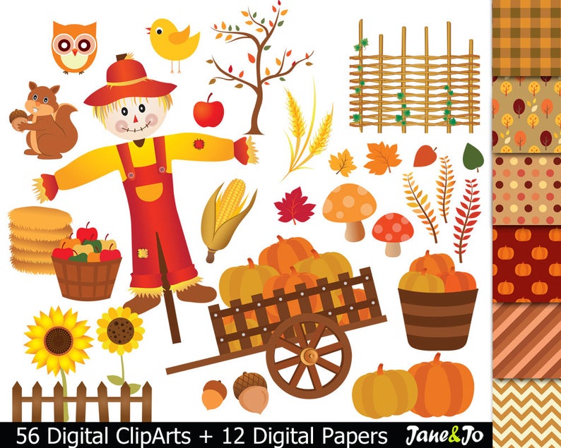  fall digital clip. Harvest clipart side