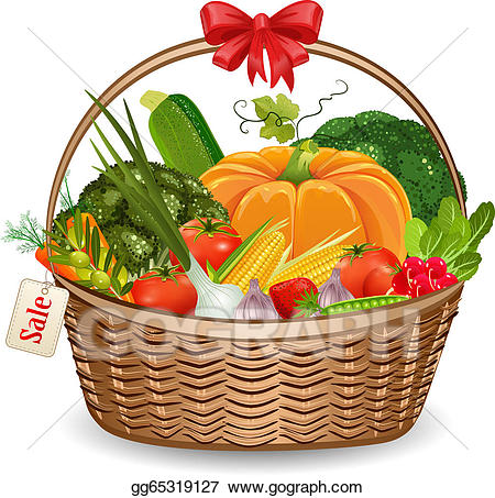 Eps illustration fresh vegetables. Harvest clipart veggie basket
