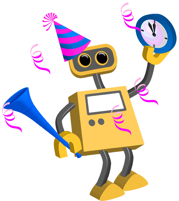 Robot clipart happy. New year no date