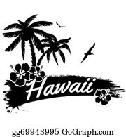 hawaiian clipart black and white