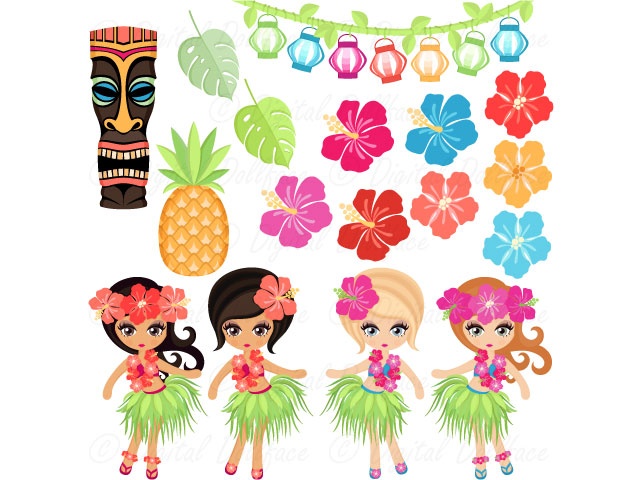 hawaii clipart hula girl