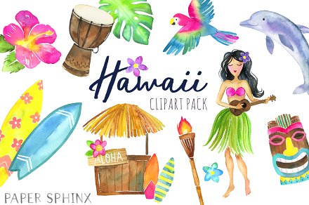 hawaiian clipart watercolor