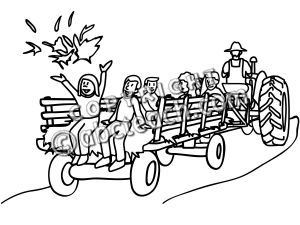 hayride clipart black and white