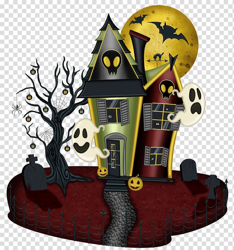 Halloween spooky house illustration. Hayride clipart creeper