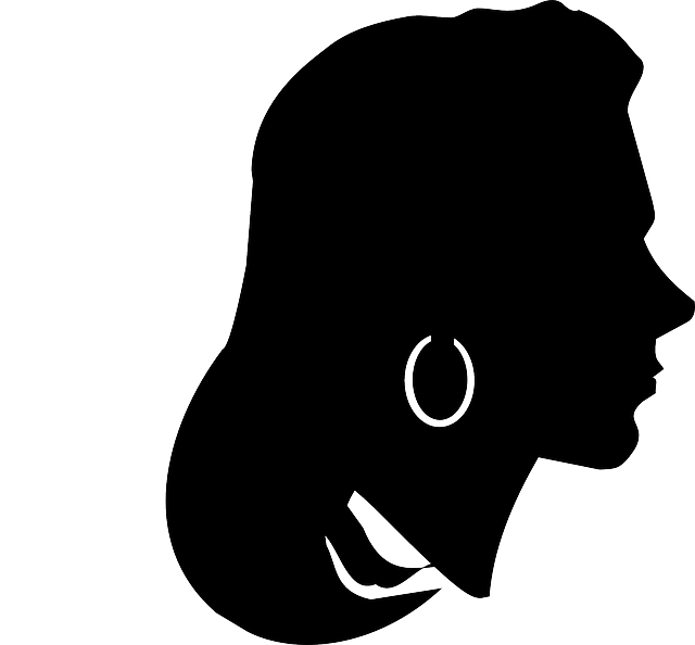 Silhouette girl head at. Jewelry clipart lady profile