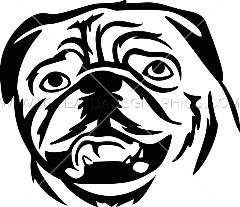 Head clipart pug. Production ready artwork for