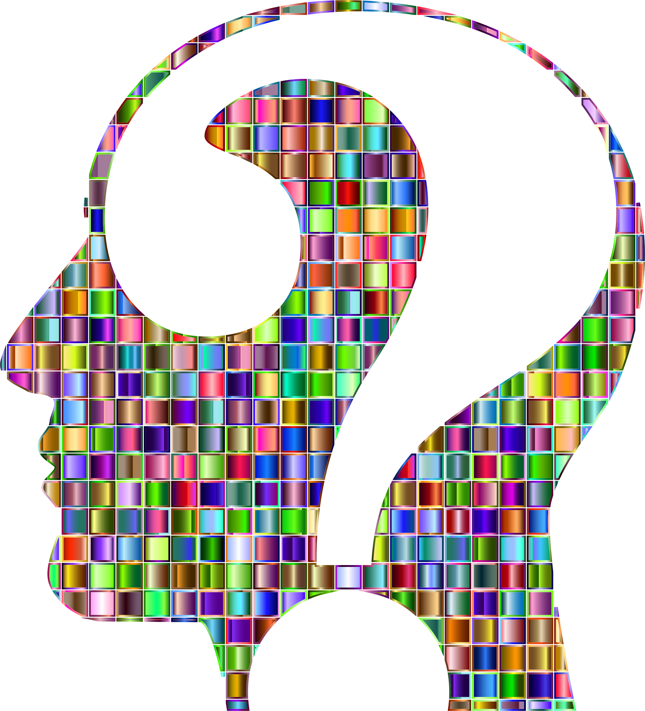 Psychology clipart abstract art. Chromatic mosaic question head