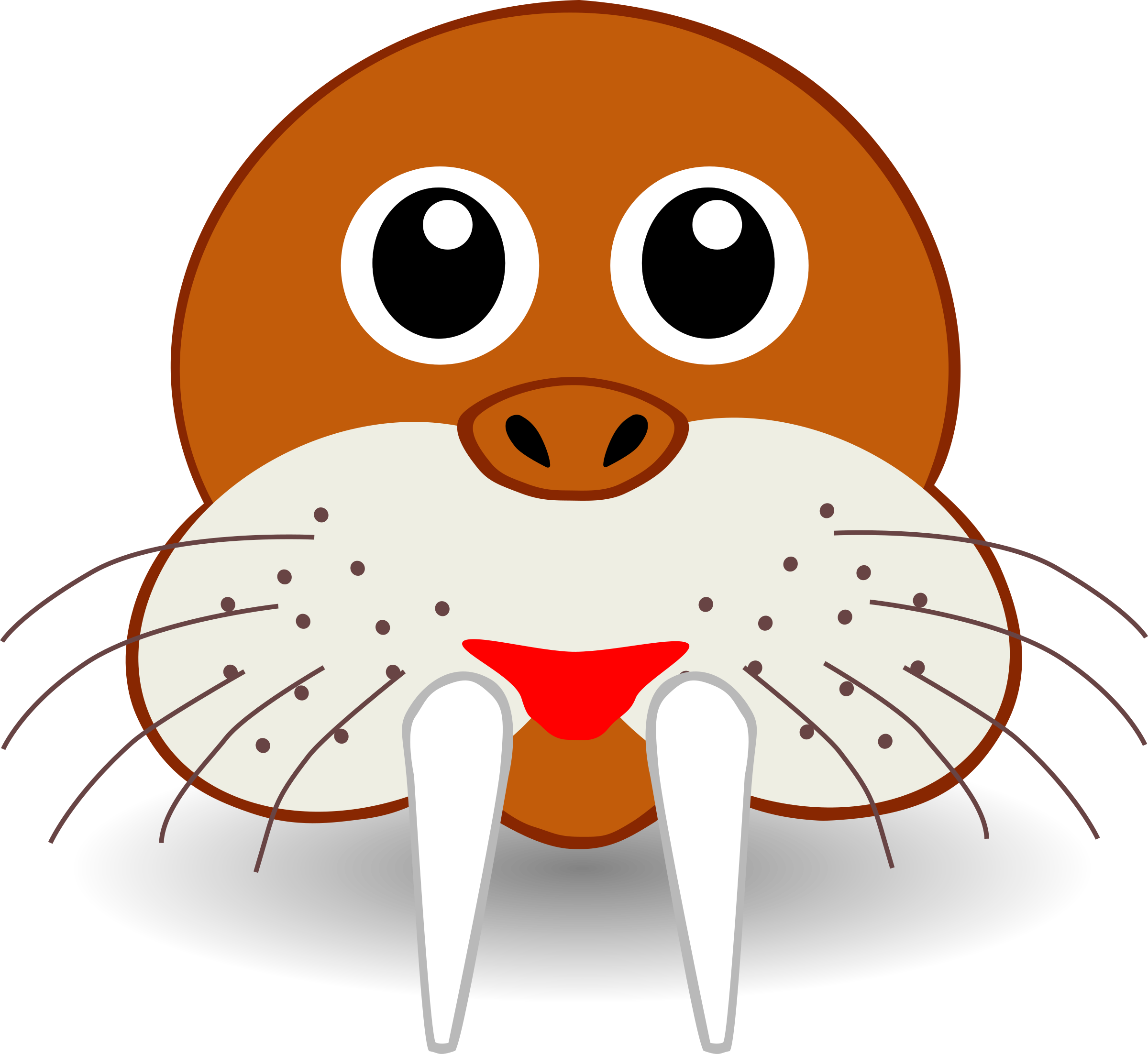 Funny face big image. Walrus clipart brown