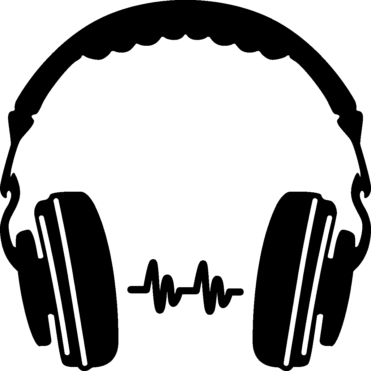 headphone clipart black and white