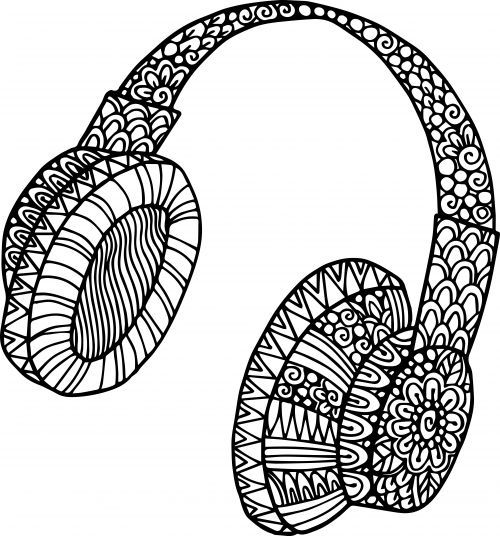 headphones clipart coloring page