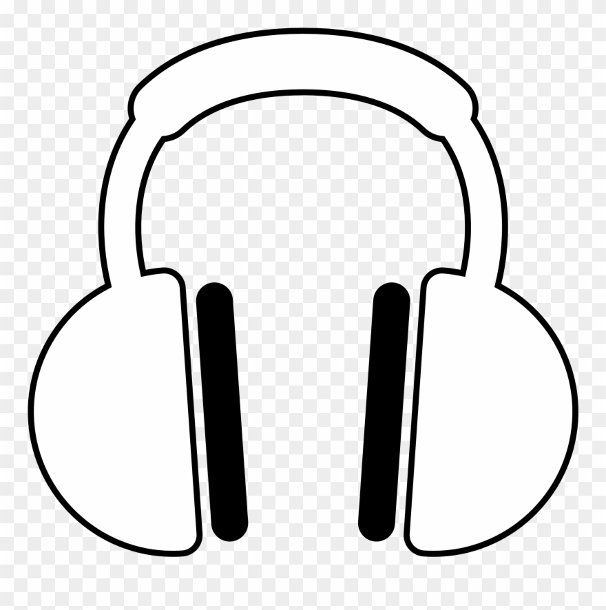 Headphone clipart listened. Music black and white