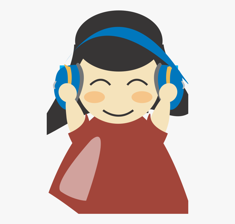 Girl with clip art. Headphone clipart person