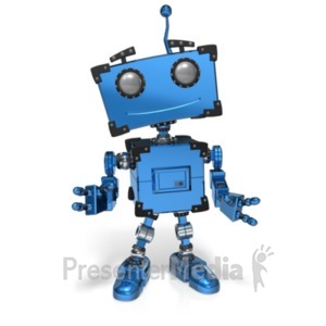 Robot clipart health. Retro holding sign presentation