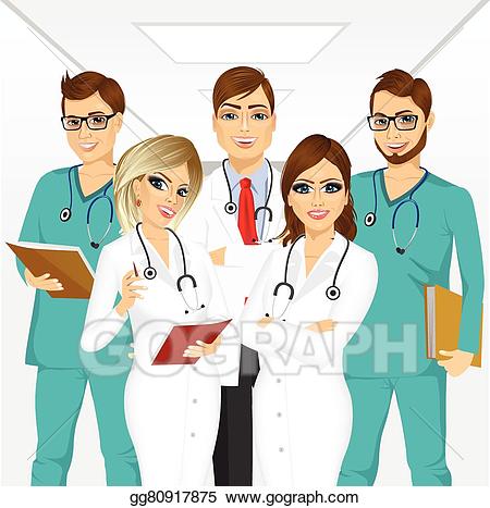 Vector group of team. Professional clipart medical professional