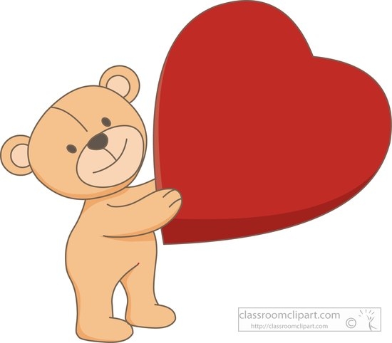 Teddy holding heart clip. Hearts clipart bear