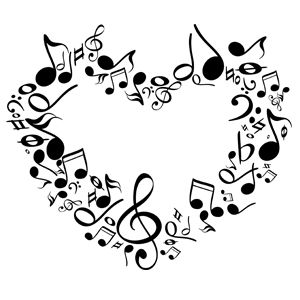 Note musical notes of. Music clipart heart