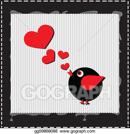 Hearts clipart bird. Eps illustration is singing
