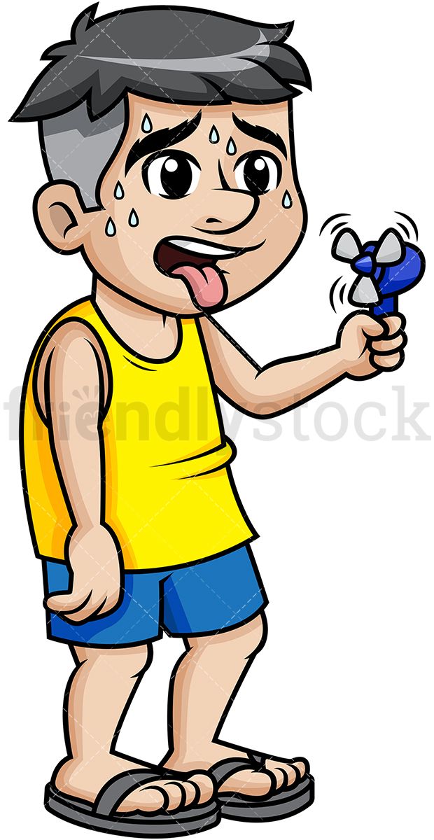 Hot clipart sweaty. Man cooling off with
