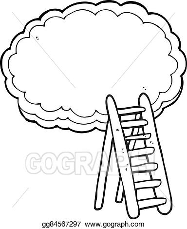 Heaven clipart black and white. Vector art cartoon ladder