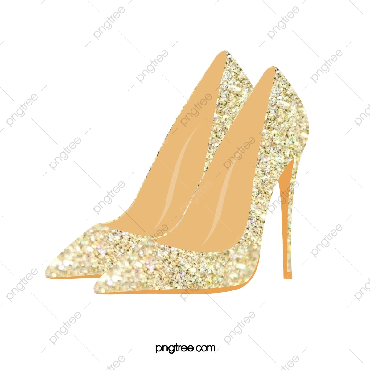 Gold high heeled shoes. Heels clipart golden shoe