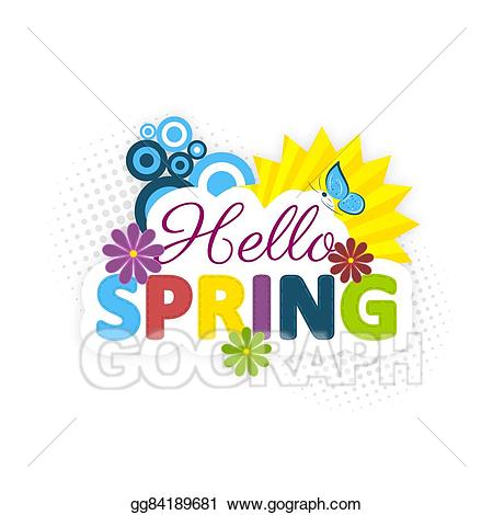Vector spring flowers sun. Hello clipart colorful