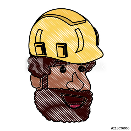 Helmet clipart builder. Man with beard and