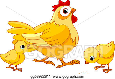 Hen clipart chik. Vector and chicks illustration