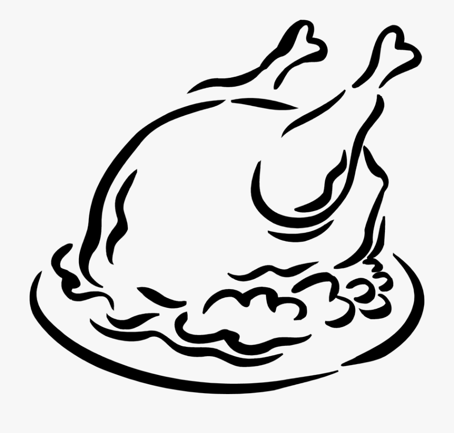 Drawing turkey roasted chicken. Hen clipart fish