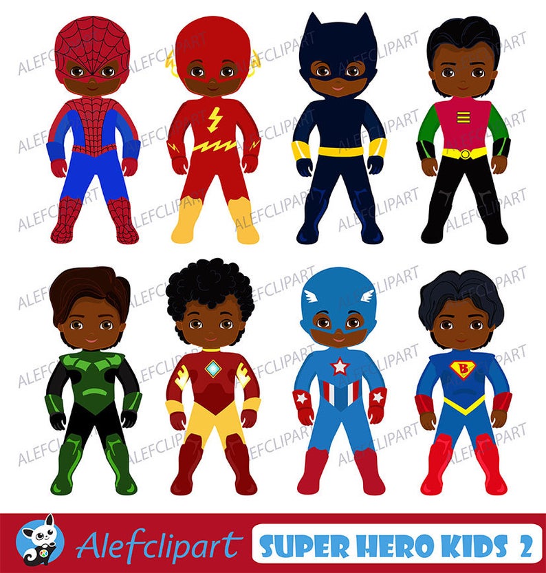 Hero clipart african american superhero. Kids costumes clip art