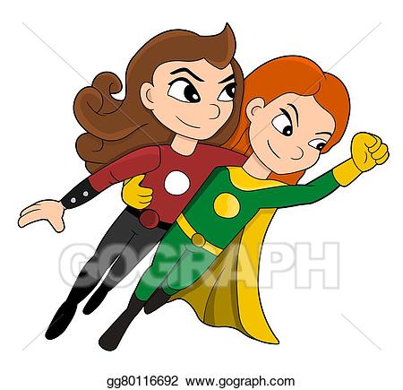 Stock illustrations cute superhero. Hero clipart friends
