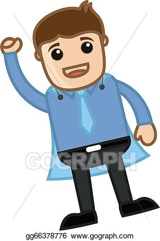 Hero clipart office. Vector illustration character as