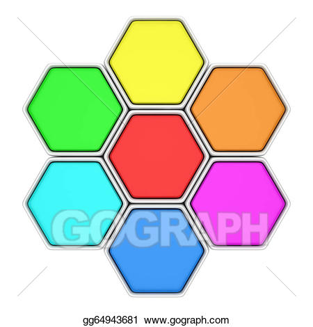 hexagon clipart multi colored