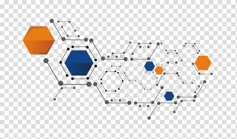 White and blue hexagons. Hexagon clipart orange