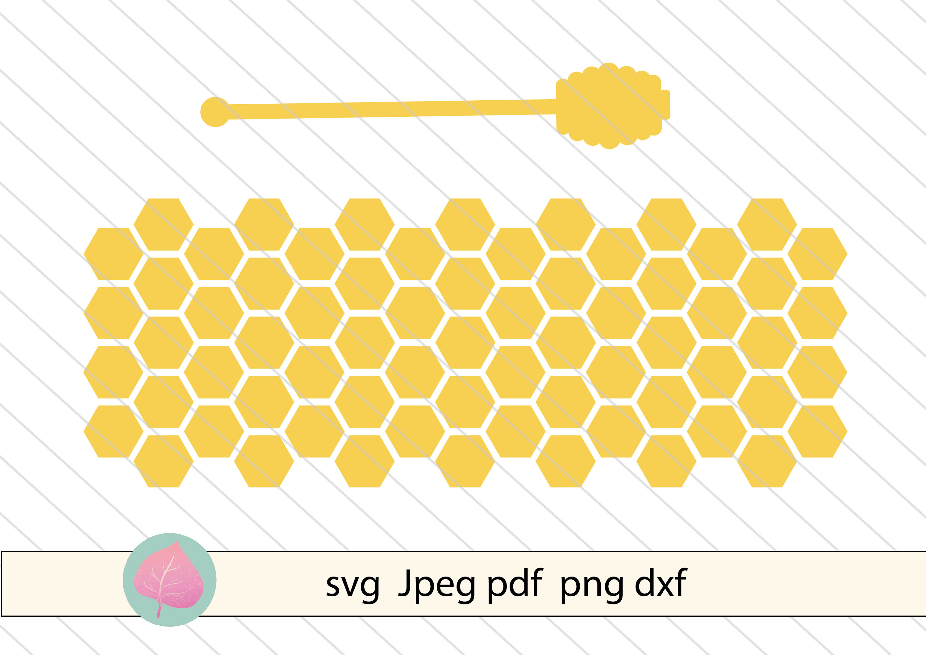 Honeycomb svg honey dipper. Hexagon clipart pdf