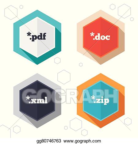 Hexagon clipart pdf. Vector illustration document signs
