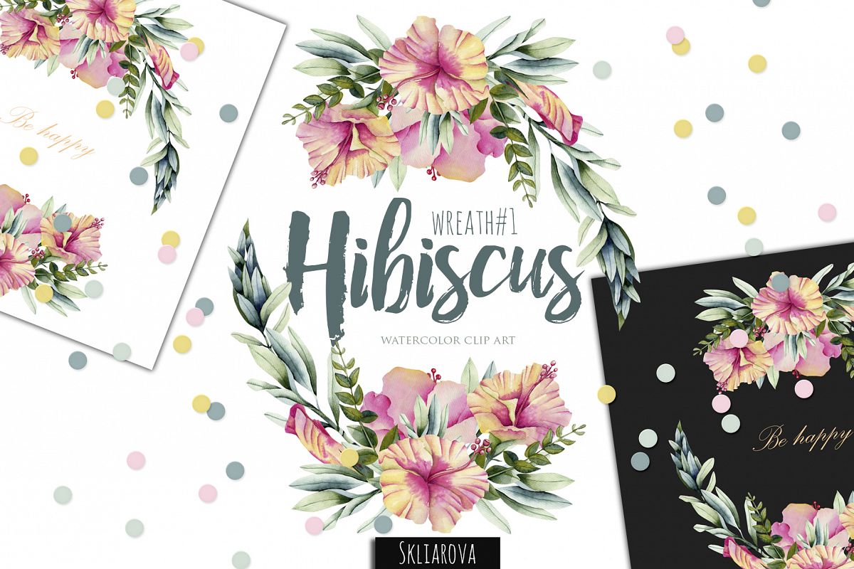 . Hibiscus clipart wreath
