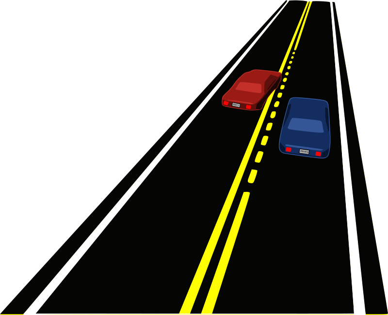 Car on road clip. Path clipart curved path