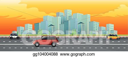 Vector art view with. Highway clipart roadside