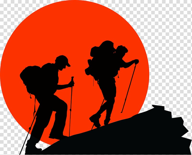 Hiker clipart backpacker. Silhouette of two person