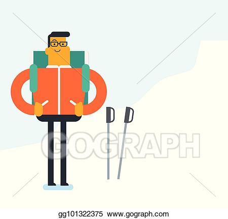 Hiking clipart mountaineer. Clip art vector caucasian