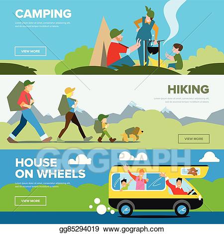 Vector art banners of. Hiker clipart family adventure
