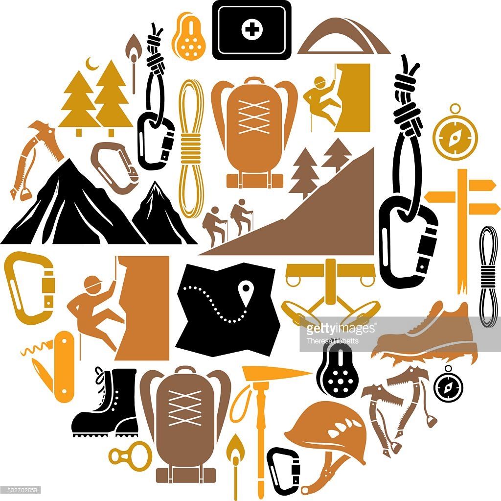 Hiker clipart ice climbing. A set of and