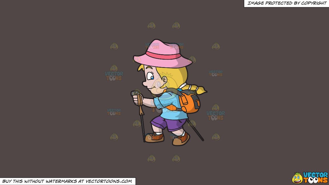 A happy up trail. Hiking clipart adventurous girl