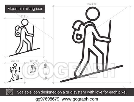 Eps vector mountain icon. Hiking clipart line