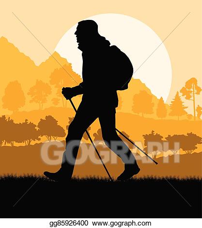 hiking clipart mountain man